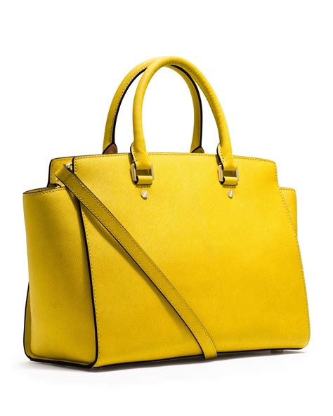 michael michael kors large selma top zip satchel yellow|Michael Kors selma.